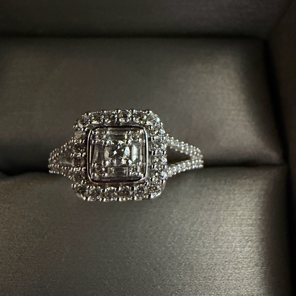 Zales Silver Halo Diamond Ring 1/2 CTTW 10K white gold